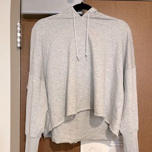 Gray Cropped Nike Dri-Fit Distressed Hoodie XL